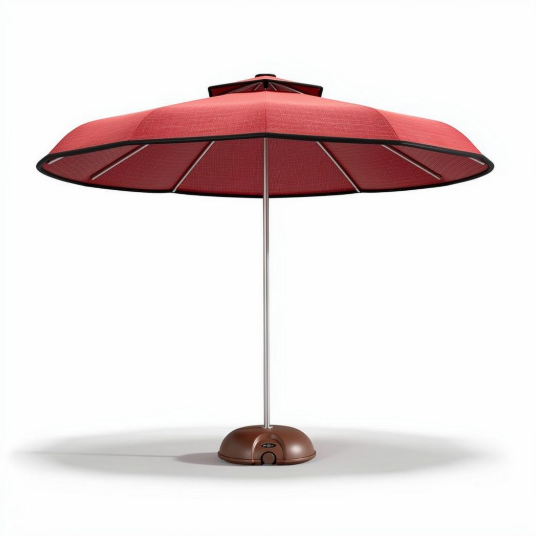 Sonnenschirm mit rot gefärbtem Bezug und stabilem Standfuß 250 x 250 x 250cm
