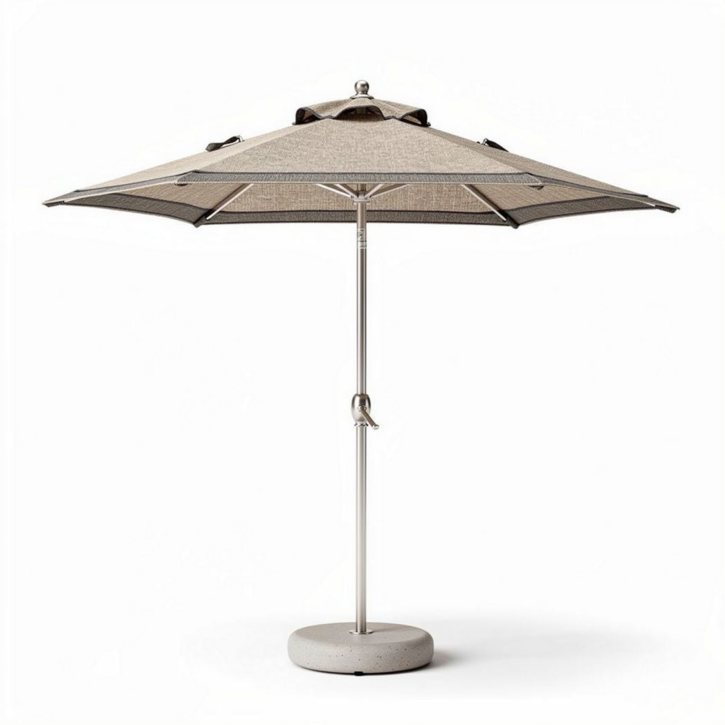 Sonnenschirm mit Betonständer in beige 200 x 200 x 250 cm für Garten und Terrasse