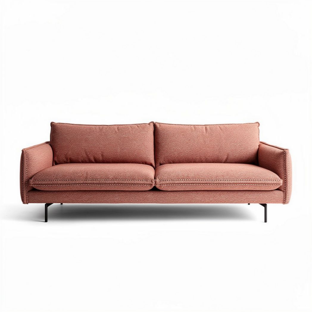 Sofa aus stoff in korallenrot mit metallbeinen 200 x 90 x 85 cm