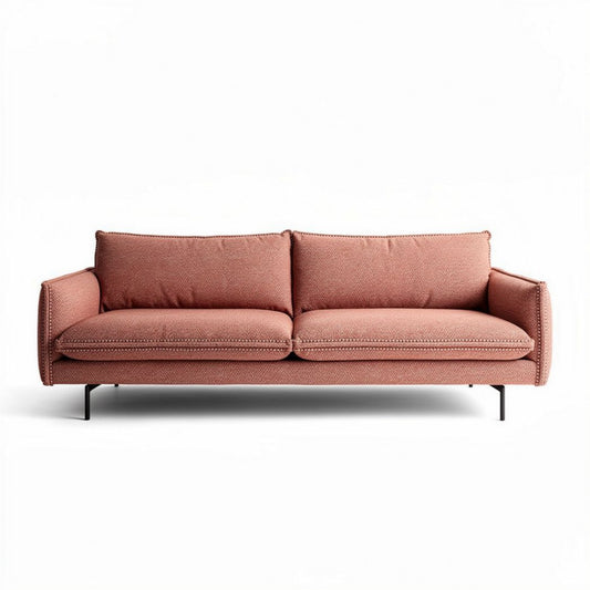 Sofa aus stoff in korallenrot mit metallbeinen 200 x 90 x 85 cm