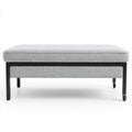Sitzbank aus grauem stoff mit schwarzen rollen 90 x 60 x 45cm