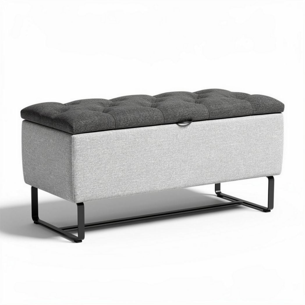 Sitzbank mit stauraum aus textil in grau 80 x 35 x 40cm