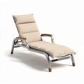 Lounge-stuhl aus aluminium mit beige polsterung und armlehnen 150 x 60 x 80cm