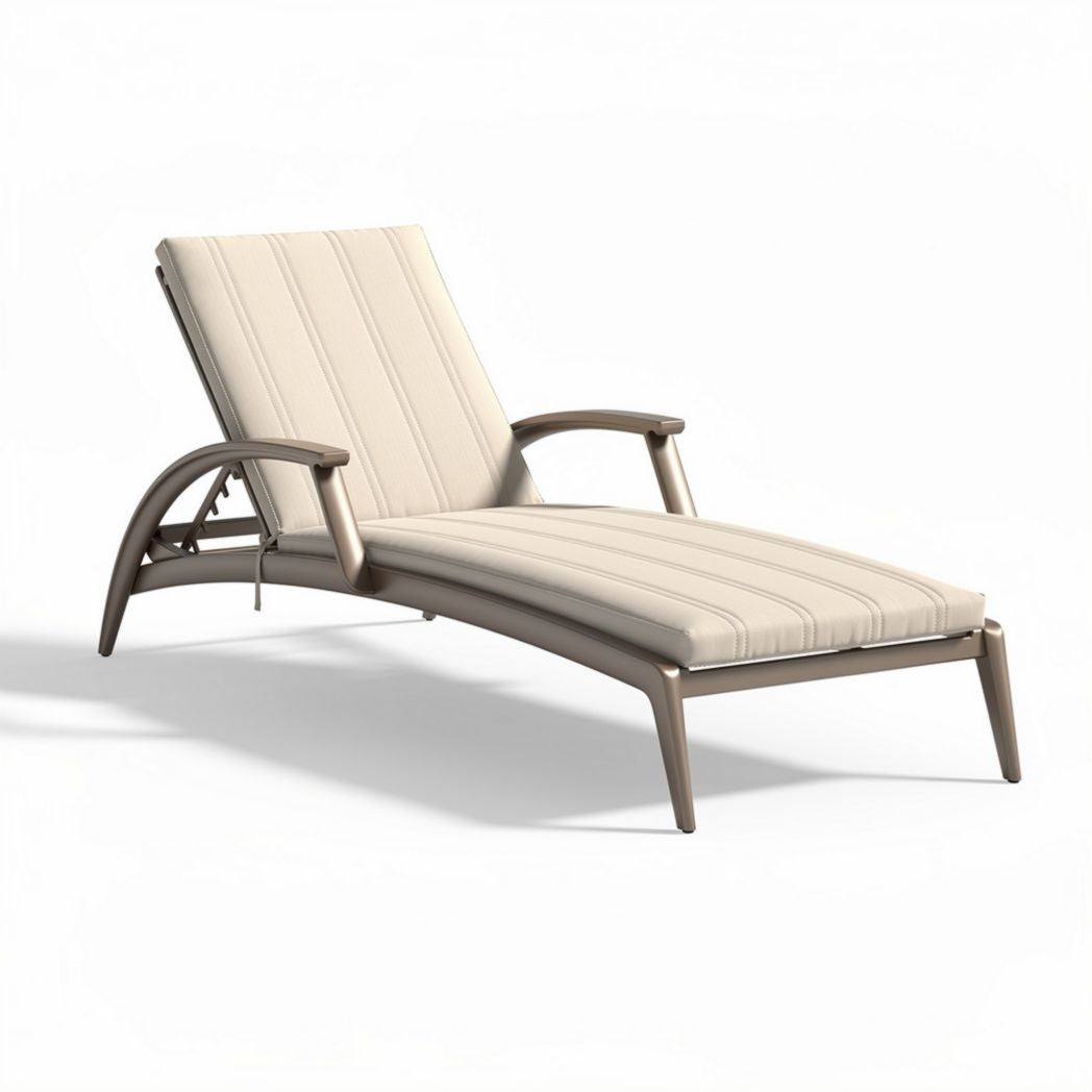 Liegestuhl aus Aluminium mit bequemer Polsterung 200 x 70 x 50cm beige