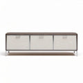 Fernsehtisch aus Holz und Stoff in braun und beige 150 x 40 x 50 cm