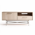 Holz tv-unterschrank in beige mit metallbeinen 120 x 40 x 50cm