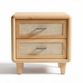 Nachttisch aus holz mit zwei schubladen in beige 50 x 40 x 50cm