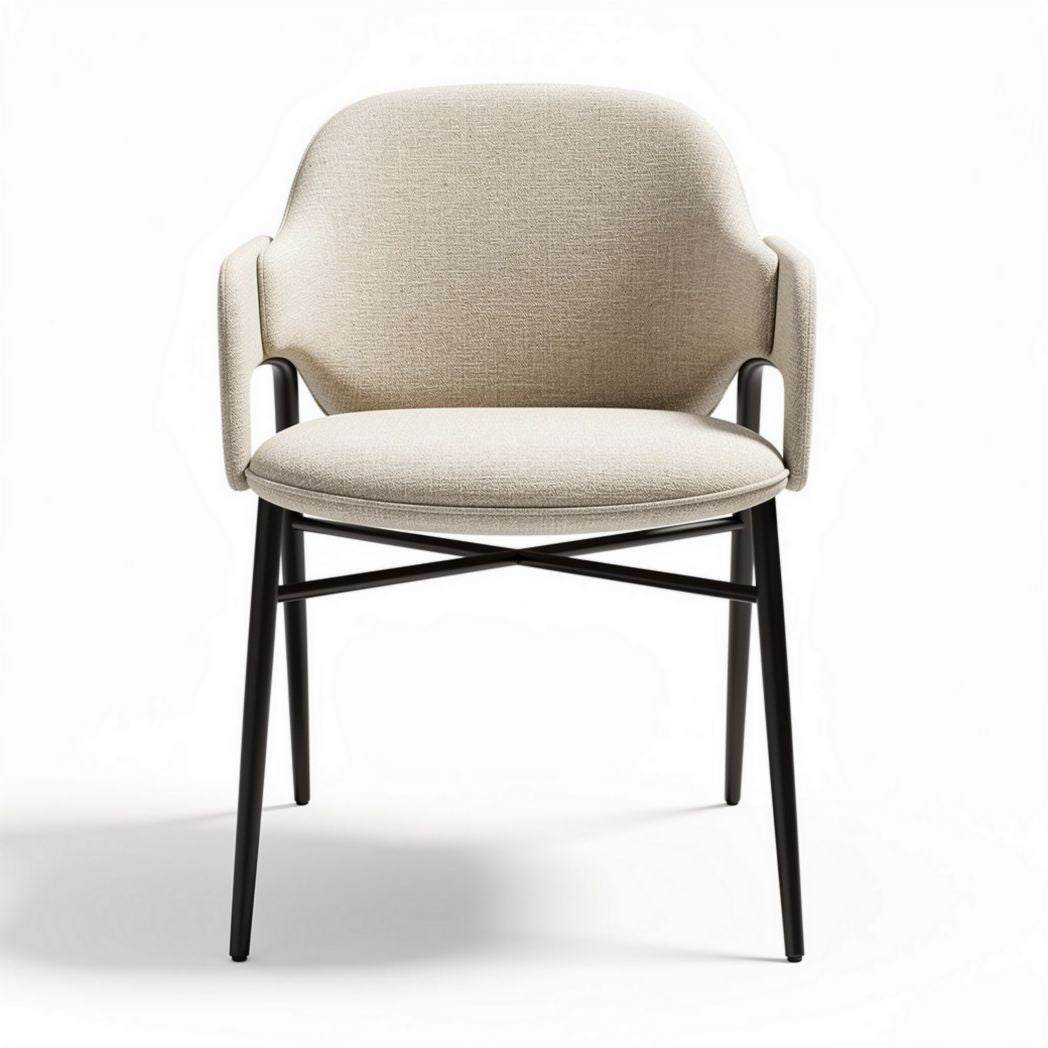 Stuhl mit gepolsterter sitzfläche in beige und metallgestell 50 x 55 x 80cm